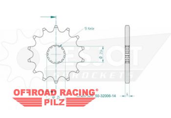 Motorritzel fr Yamaha YZ 450F 03-, YZ 250 89-, fr Kawasaki KX 450 06-, KX 250 99- fr GasGas EC450F Z13