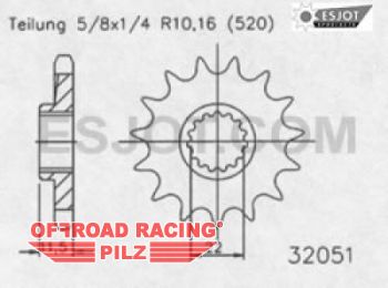 Motorritzel ( D ) fr KTM LC4, 14 Zhne