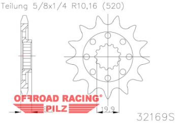 Motorritzel ( D ) fr Suzuki RMZ 250 13- 13 Zhne