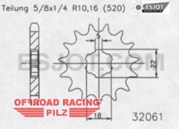 Motorritzel ( D ) fr Kawasaki KX 125 13 Zhne